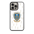 Leeds United FC Phone Case For iPhone Samsung Galaxy Pixel - Leeds United FC Centenary Crest On White Patterned Background