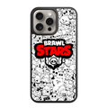 Brawl Stars Phone Case For iPhone Samsung Galaxy Pixel - Brawl Stars Logo On Black And White Brawlers Pattern Background