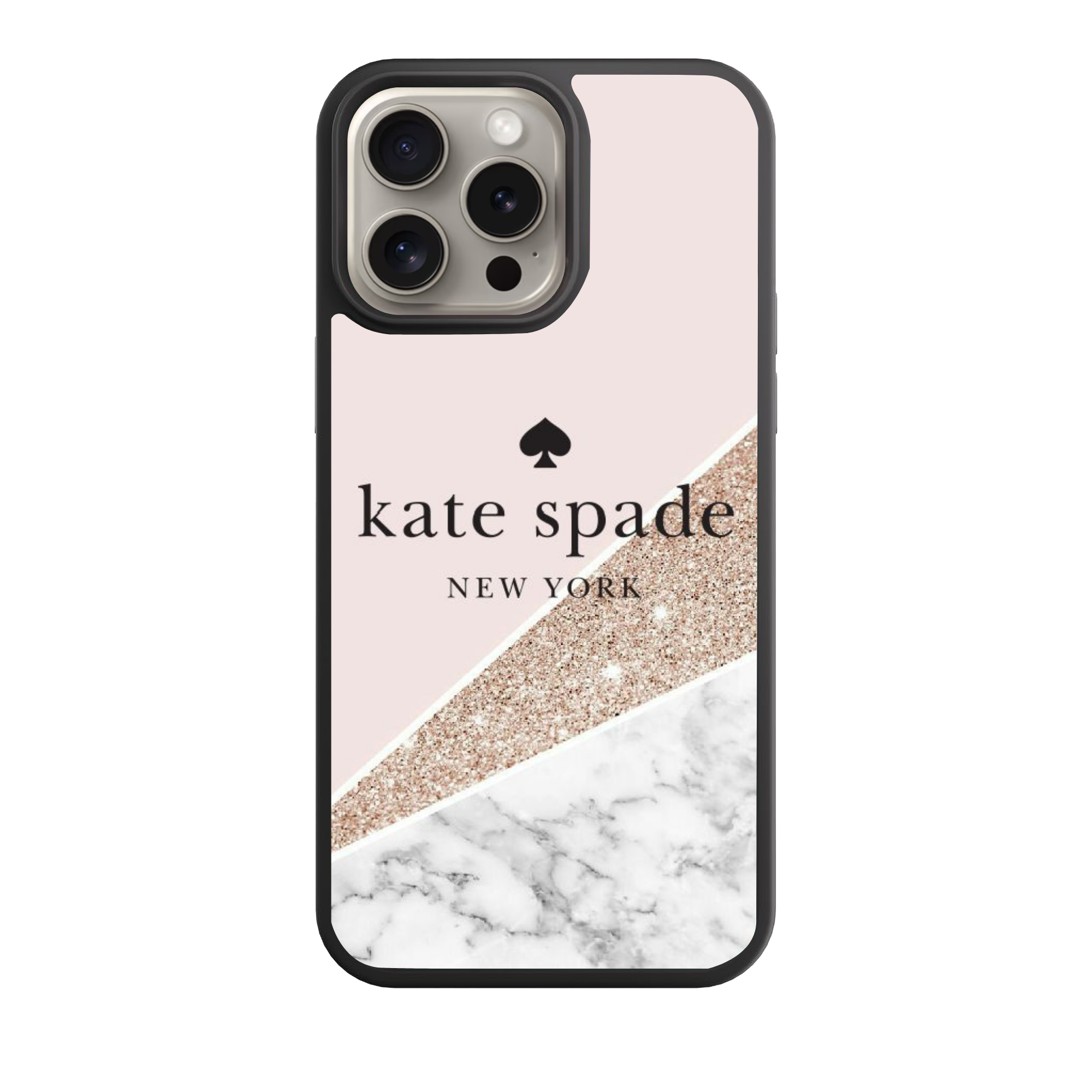 Kate Spade Phone Case For iPhone Samsung Galaxy Pixel - Kate Spade Rose Gold Marble Glitter Pattern