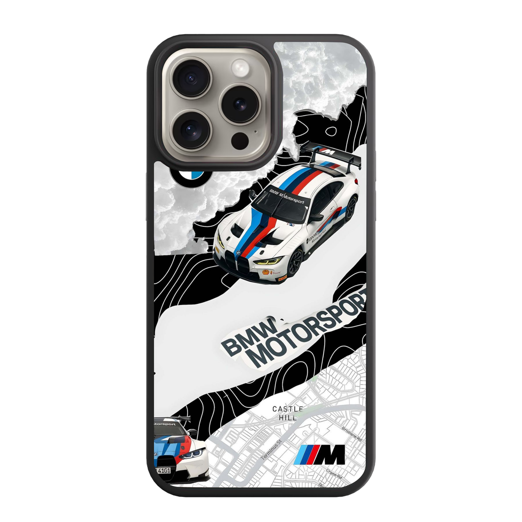 BMW Phone Case For iPhone Samsung Galaxy Pixel - BMW M4 GT3 Car And Castle Hill Map Art