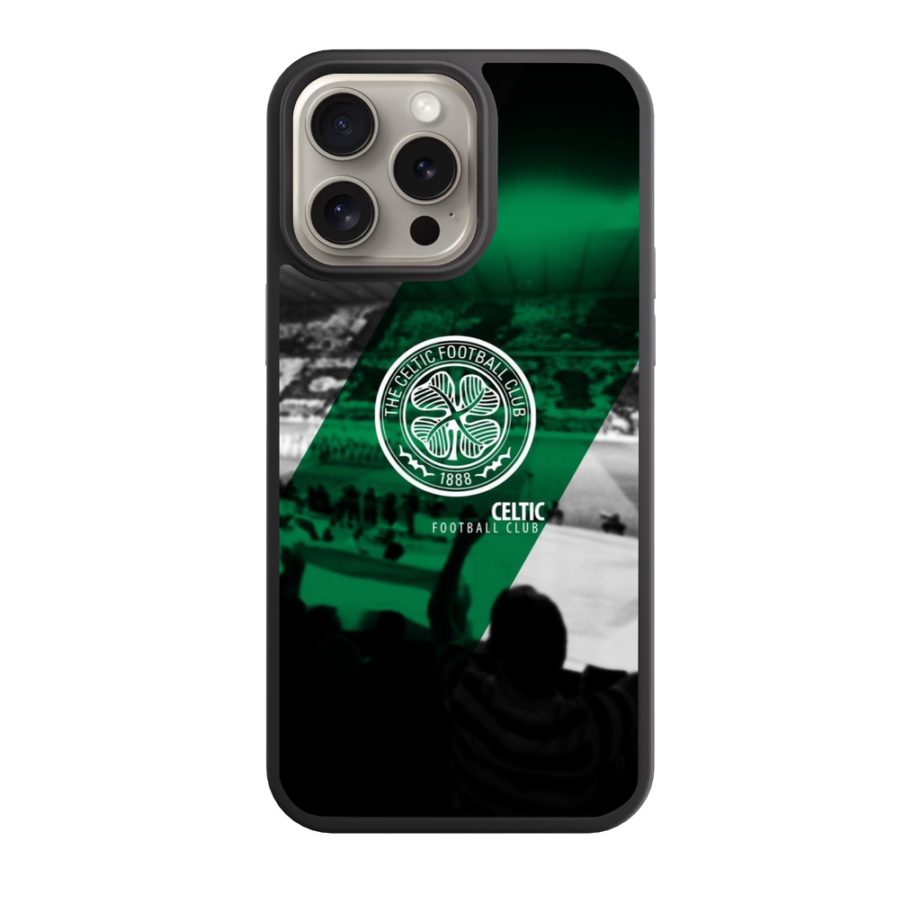 Celtic FC Phone Case For iPhone Samsung Galaxy Pixel - Celtic FC Crest Diagonal Green Stripe Poster