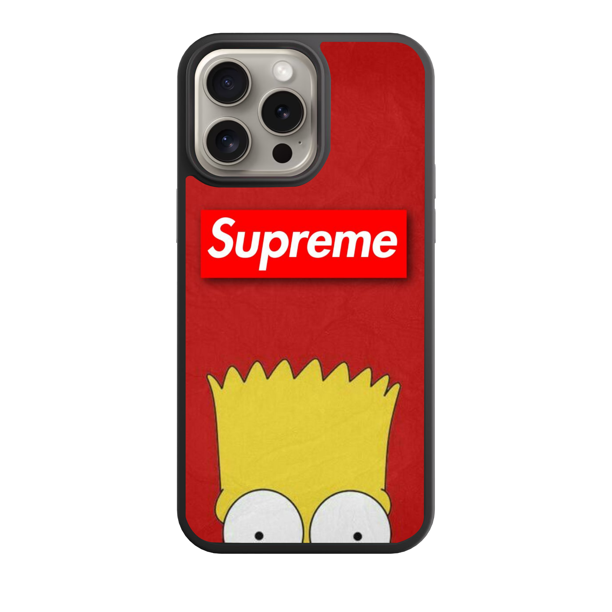 Supreme Bart Simpson Phone Case For iPhone Samsung Galaxy Pixel - Supreme Logo Bart Simpson On Red Background