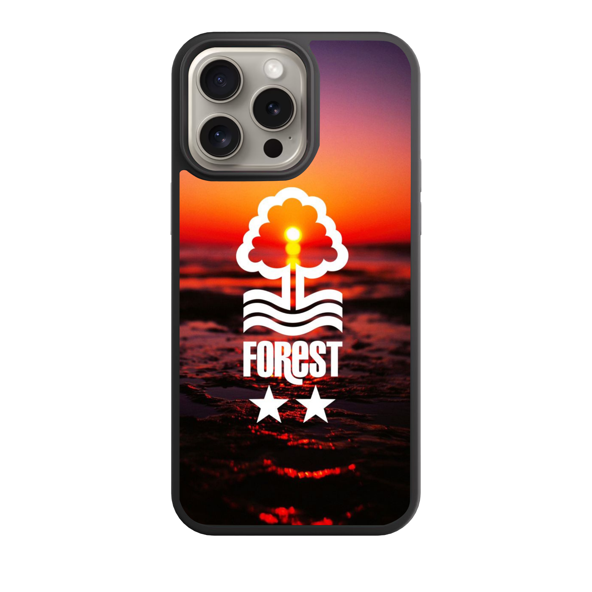 Nottingham Forest FC Phone Case For iPhone Samsung Galaxy Pixel - Nottingham Forest White Two Star Logo Sunset Art