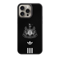 Newcastle United FC Phone Case For iPhone Samsung Galaxy Pixel - Newcastle United FC Crest And Adidas Trefoil Logo On Black Textured Background