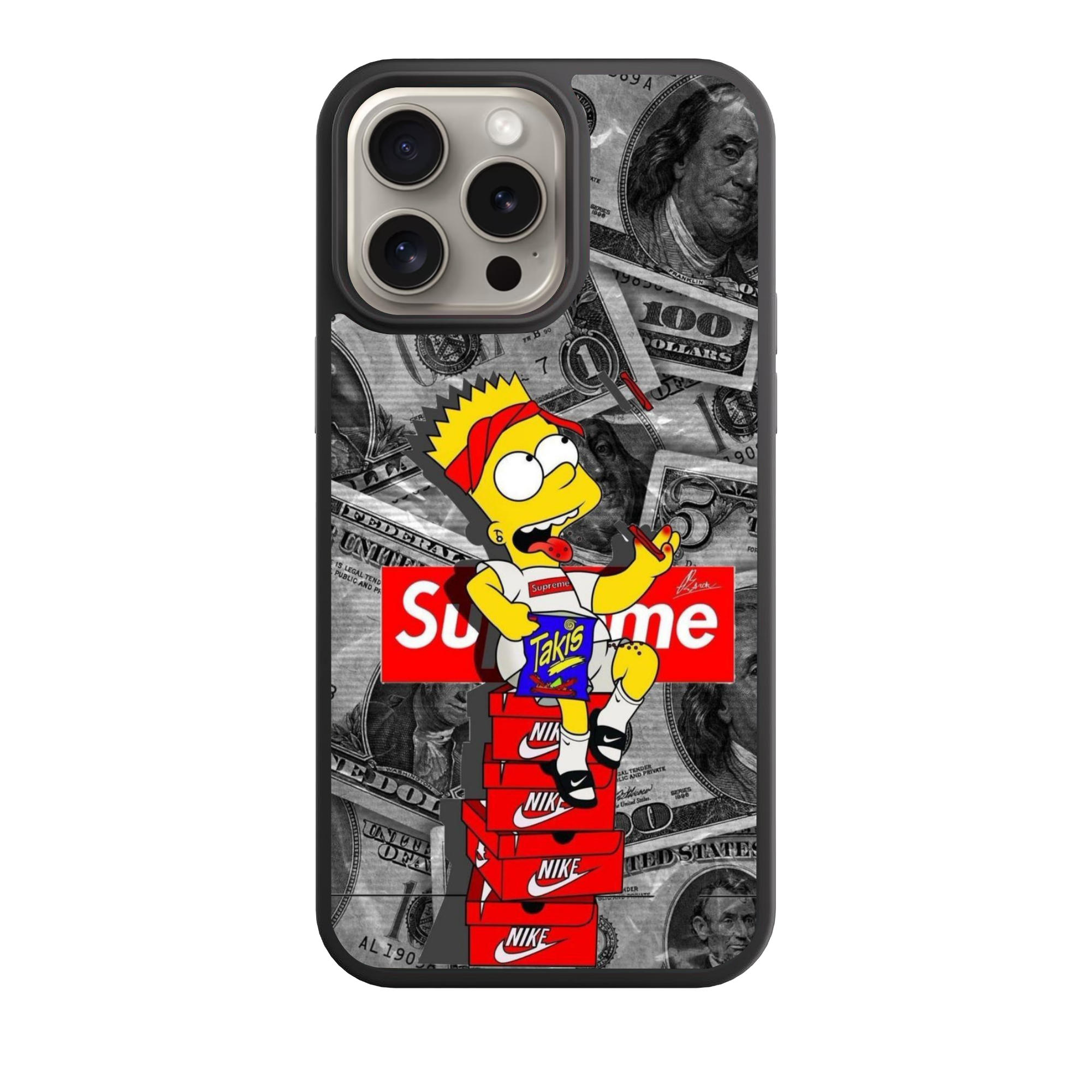 Supreme Bart Simpson Phone Case For iPhone Samsung Galaxy Pixel - Supreme Drippy Bart Simpson Nike Money Poster