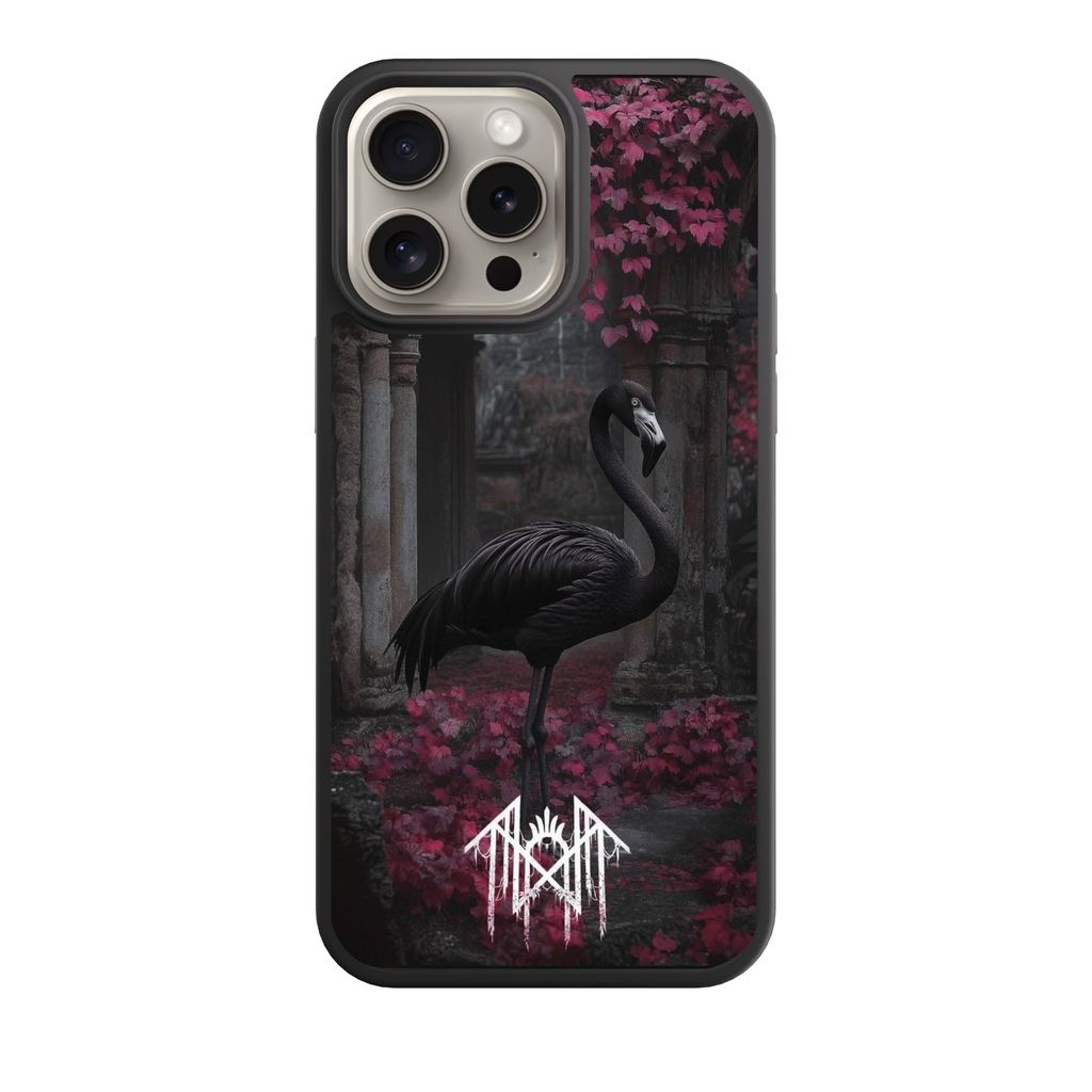 Sleep Token Phone Case For iPhone Samsung Galaxy Pixel - Sleep Token The Black Flamingo On Deep Pink And Magenta Leaves Drape Over The Stonework Background