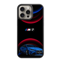 BMW Phone Case For iPhone Samsung Galaxy Pixel - BMW M4 Competition And Logo On Blue And Red Arc Background