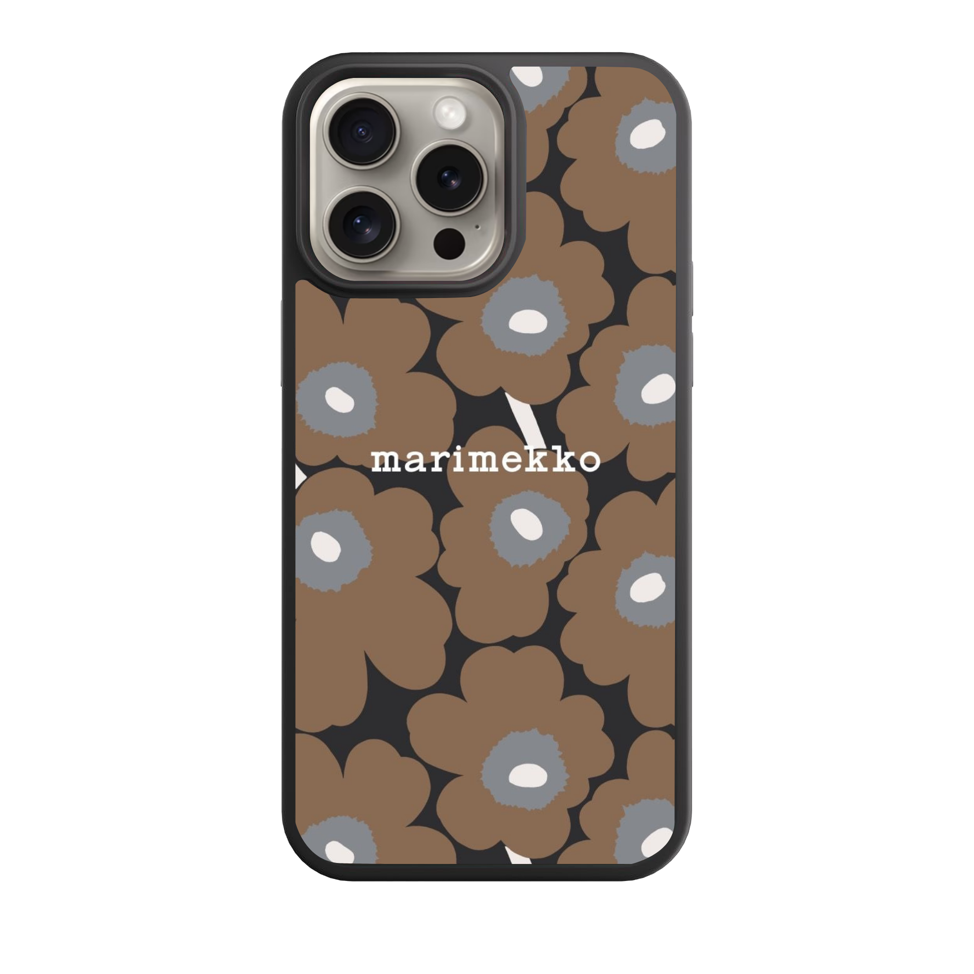 Marimekko Phone Case For iPhone Samsung Galaxy Pixel - Marimekko Unikko Brown Black And Grey Pattern