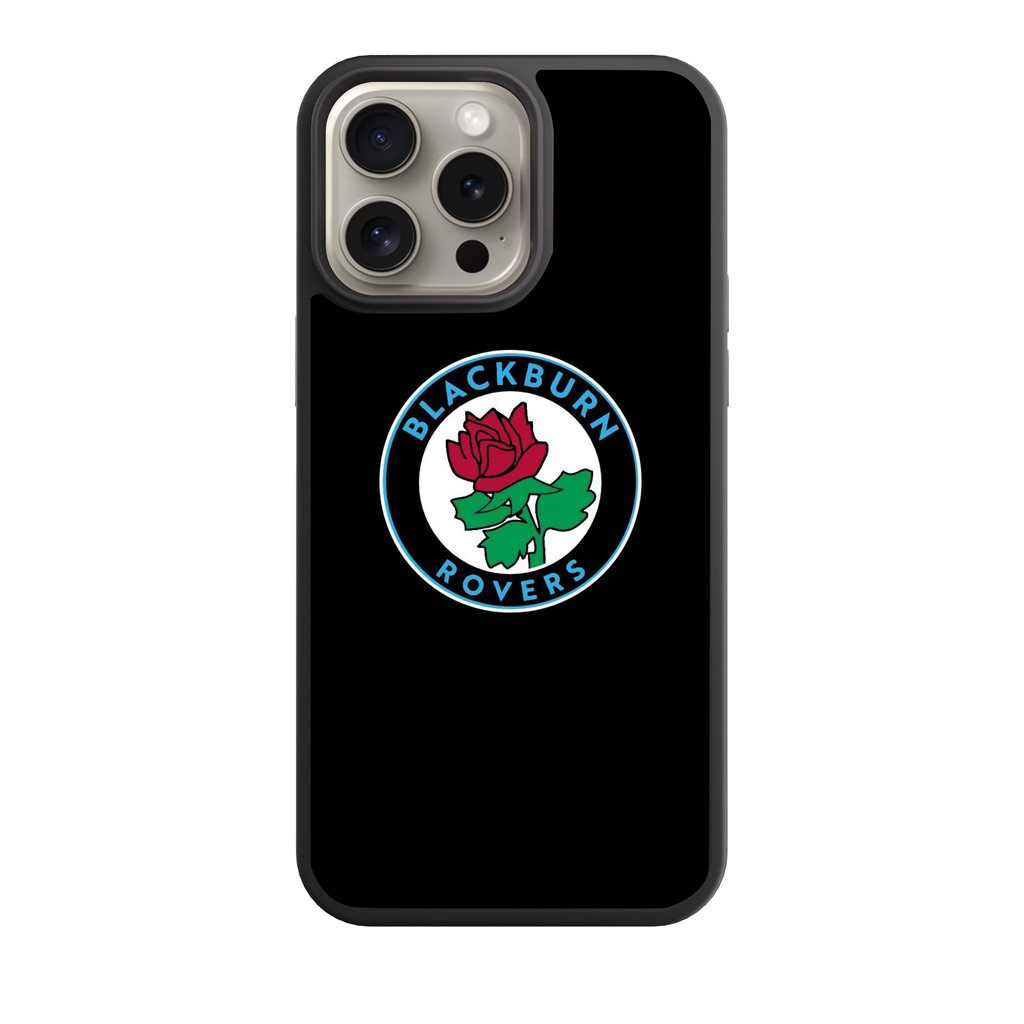 Blackburn Rovers FC Phone Case For iPhone Samsung Galaxy Pixel - Blackburn Rovers FC Crest On Black Background