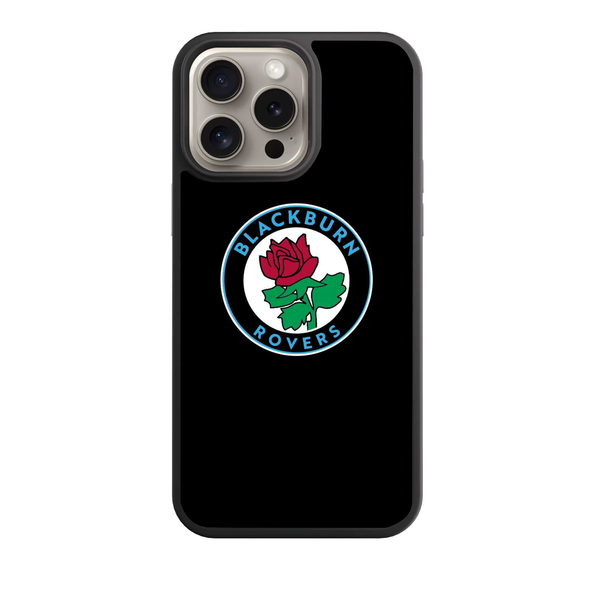 Blackburn Rovers FC Phone Case For iPhone Samsung Galaxy Pixel - Blackburn Rovers FC Crest On Black Background