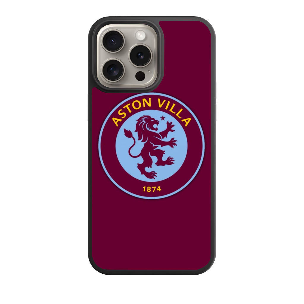 Aston Villa FC Phone Case For iPhone Samsung Galaxy Pixel - Aston Villa FC Retro Roundel Crest On Claret Background