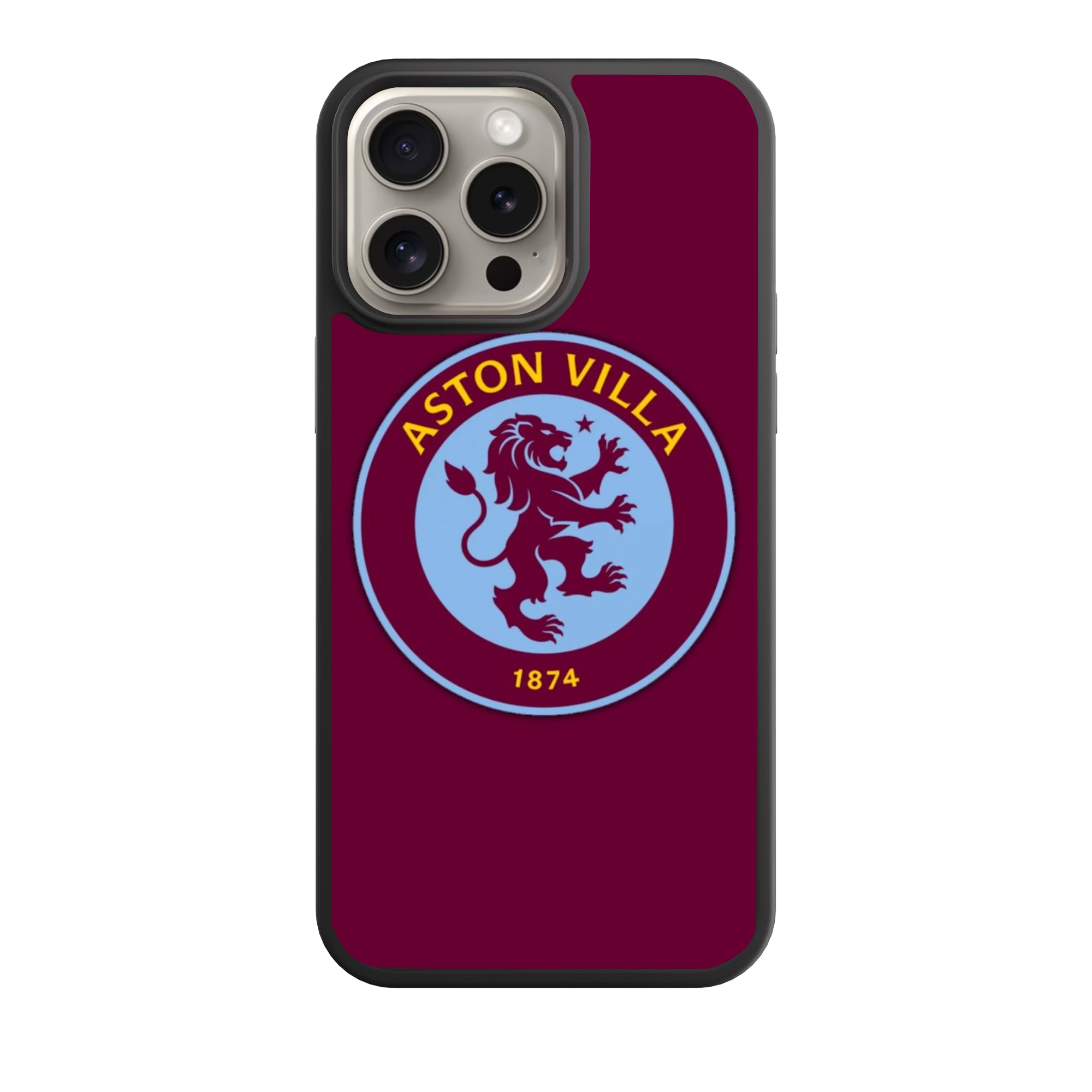 Aston Villa FC Phone Case For iPhone Samsung Galaxy Pixel - Aston Villa FC Retro Roundel Crest On Claret Background