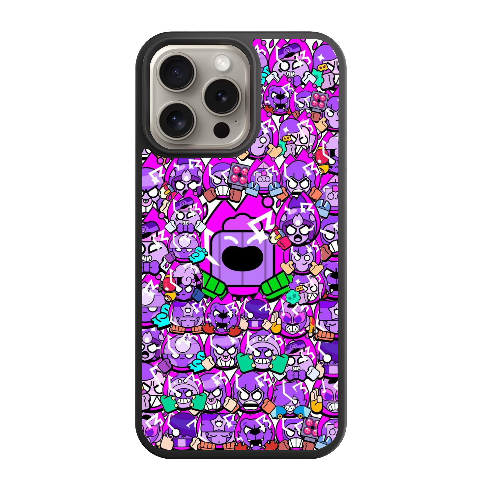 Brawl Stars Spike Phone Case For iPhone Samsung Galaxy Pixel - The Purple Spike And Brawlers Pattern