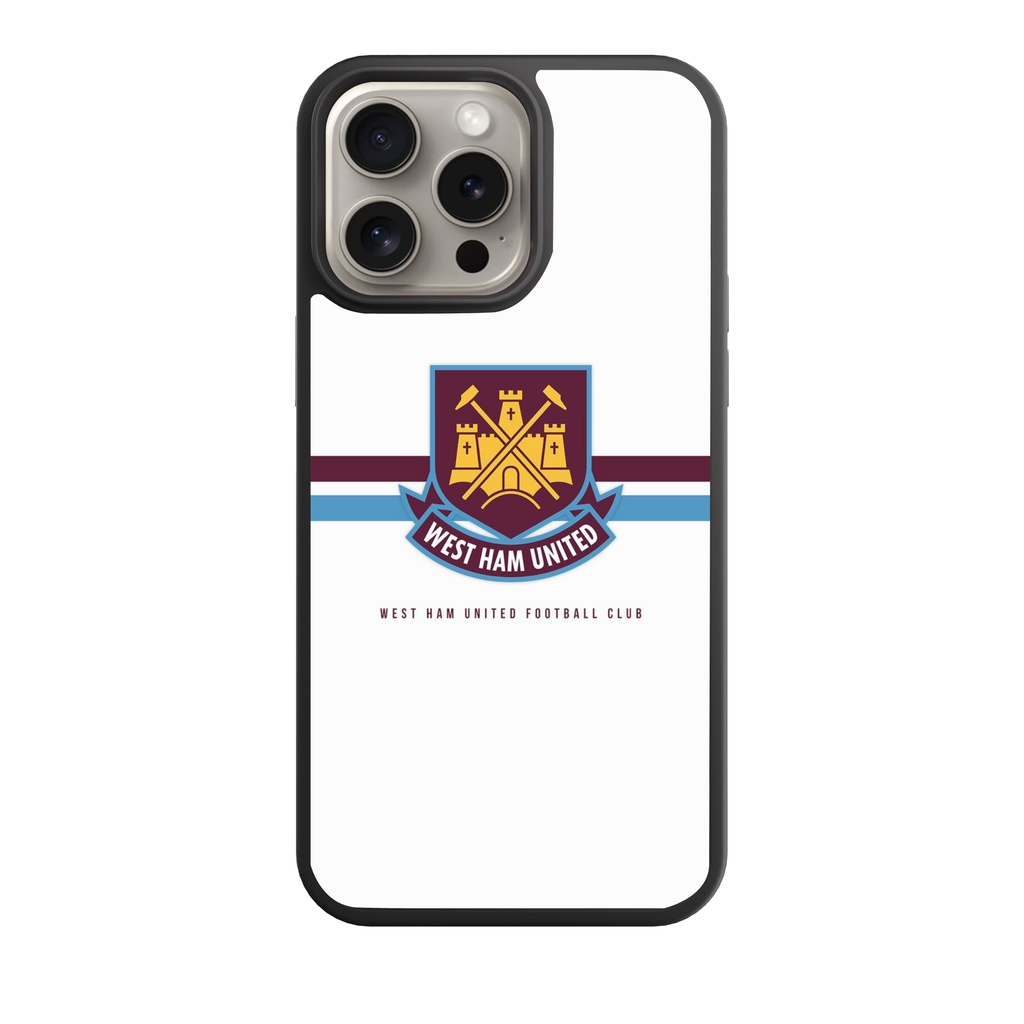 West Ham United FC Phone Case For iPhone Samsung Galaxy Pixel - West Ham United FC Crest On White Background With Claret And Blue Horizontal Stripes