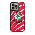 Southampton FC Phone Case For iPhone Samsung Galaxy Pixel - Southampton FC Crest On Red And White Abstract Patterned Background