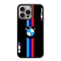 BMW Phone Case For iPhone Samsung Galaxy Pixel - BMW Logo And Vertical M Stripes On Black Background