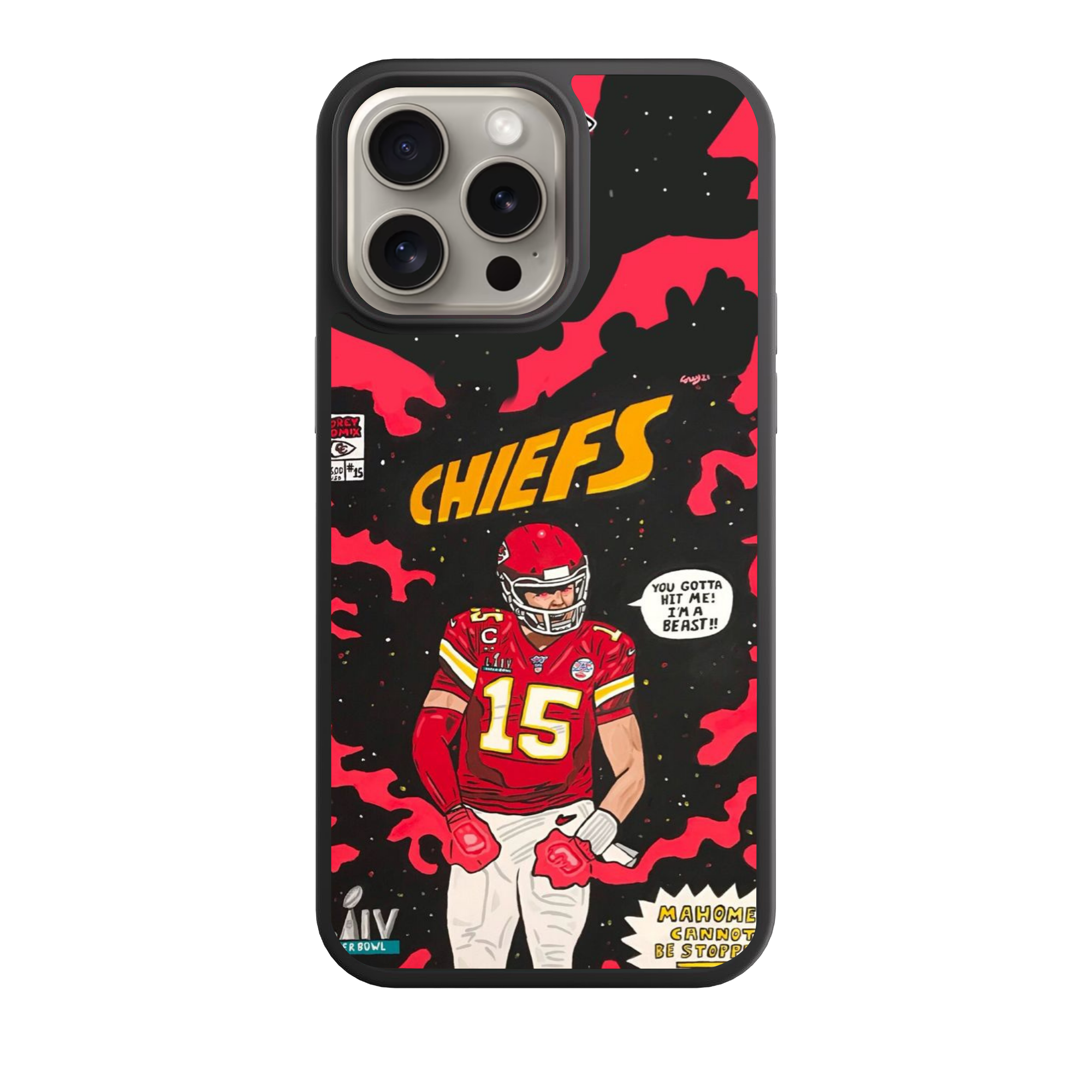NFL Kansas City Chiefs Phone Case For iPhone Samsung Galaxy Pixel - Kansas City Chiefs Patrick Mahomes Comic Style On Red And Black Background