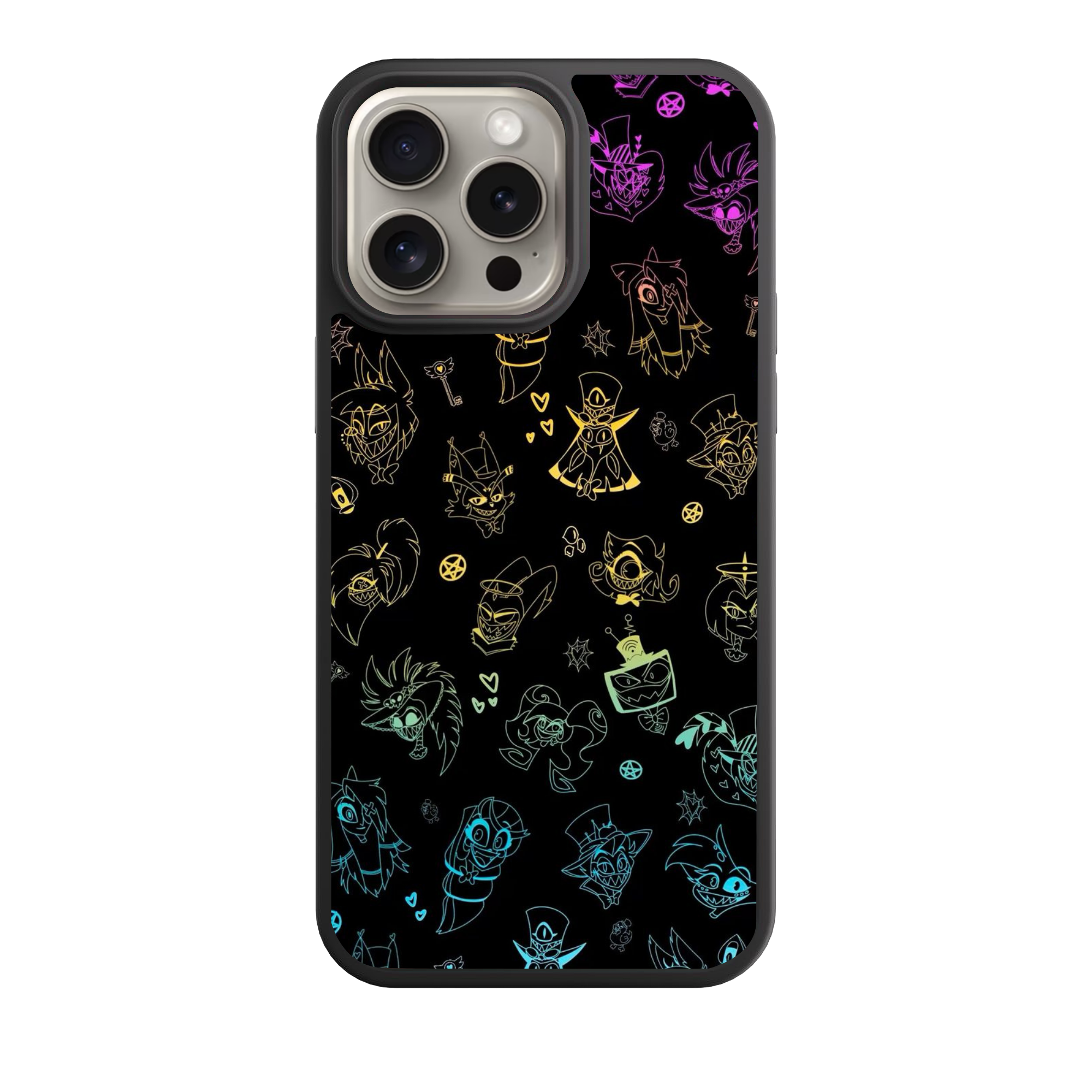 Helluva Boss Phone Case For iPhone Samsung Galaxy Pixel - Characters Neon Line Art Poster