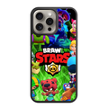 Brawl Stars Phone Case For iPhone Samsung Galaxy Pixel - Brawl Stars Logo And Brawlers Collage On Green Smoke Background