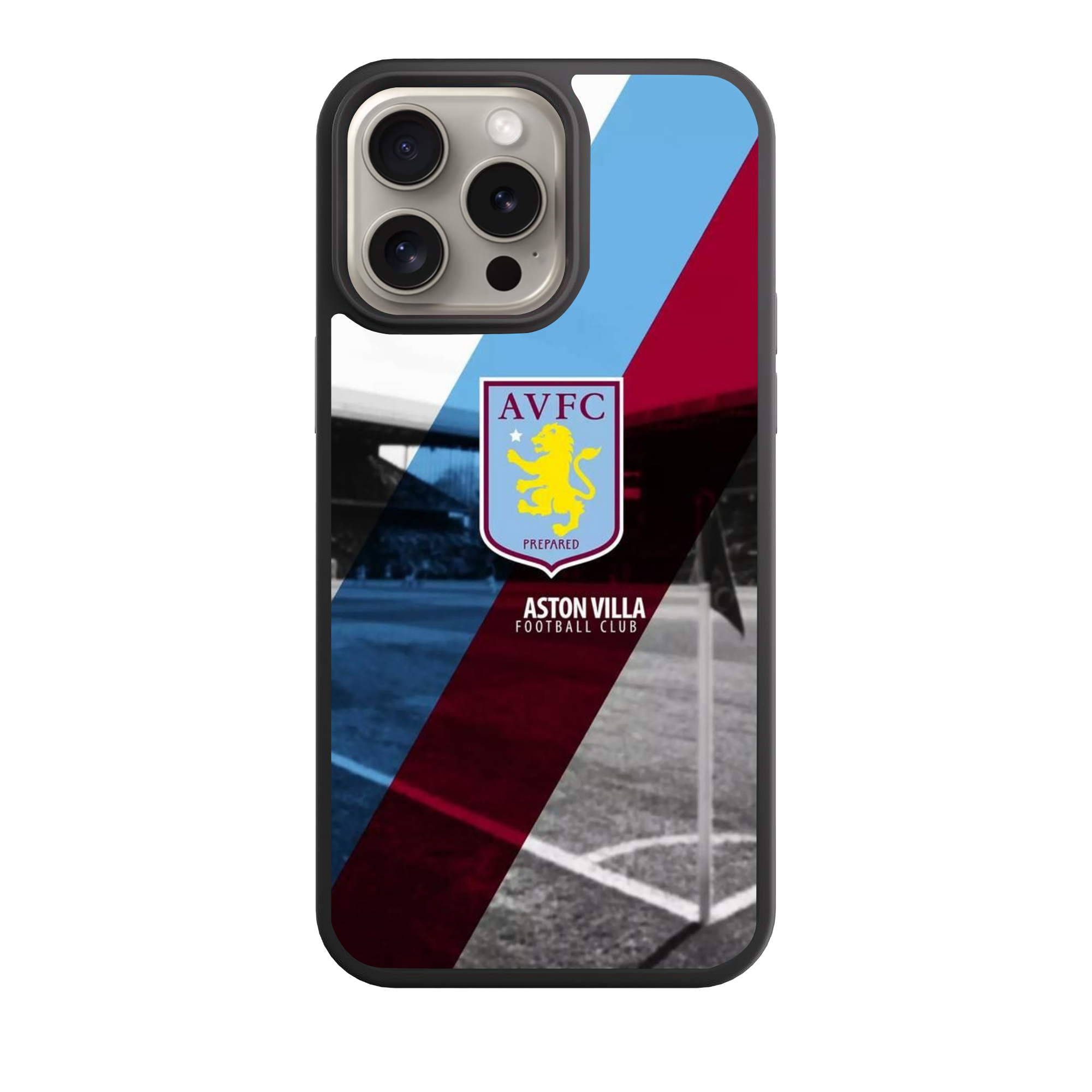 Aston Villa FC Phone Case For iPhone Samsung Galaxy Pixel - Aston Villa FC Crest Diagonal Stripe Villa Park Poster