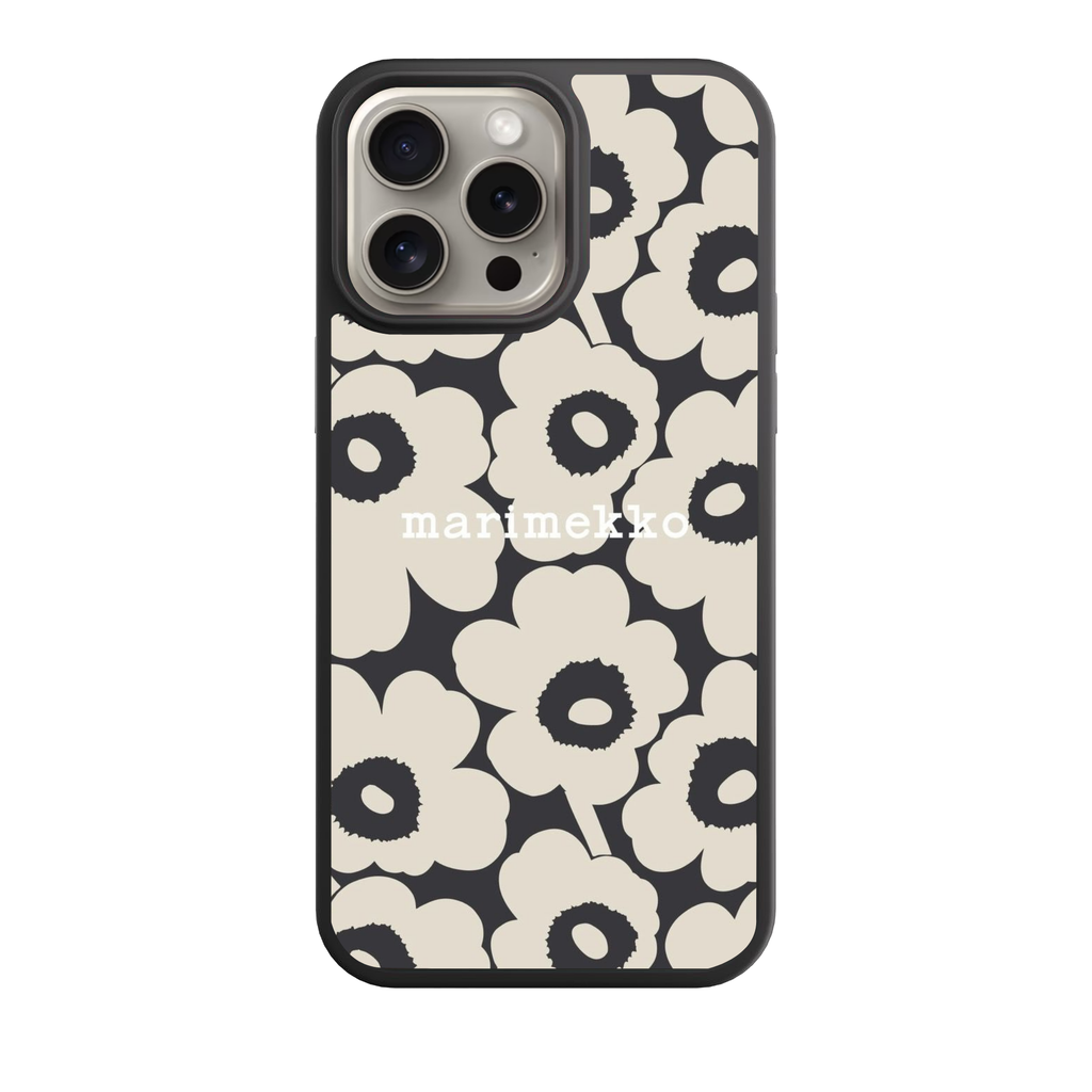 Marimekko Phone Case For iPhone Samsung Galaxy Pixel - Marimekko Unikko Black And Sand Pattern
