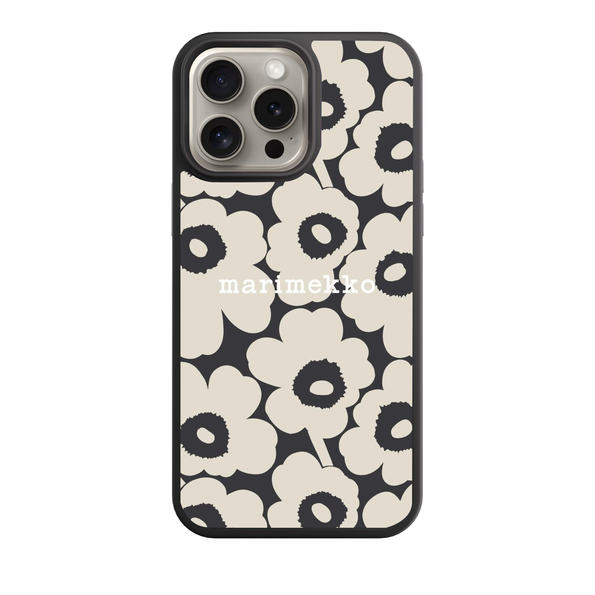 Marimekko Phone Case For iPhone Samsung Galaxy Pixel - Marimekko Unikko Black And Sand Pattern
