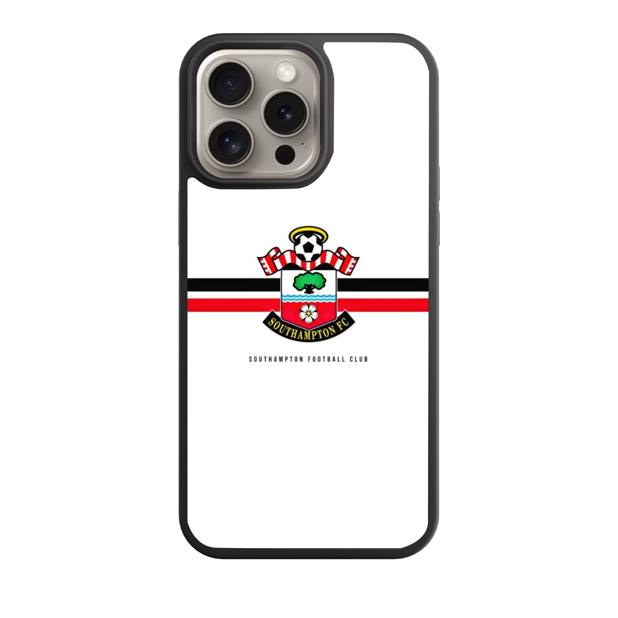 Southampton FC Phone Case For iPhone Samsung Galaxy Pixel - Southampton FC Crest On White Background With Red And Black Horizontal Stripes