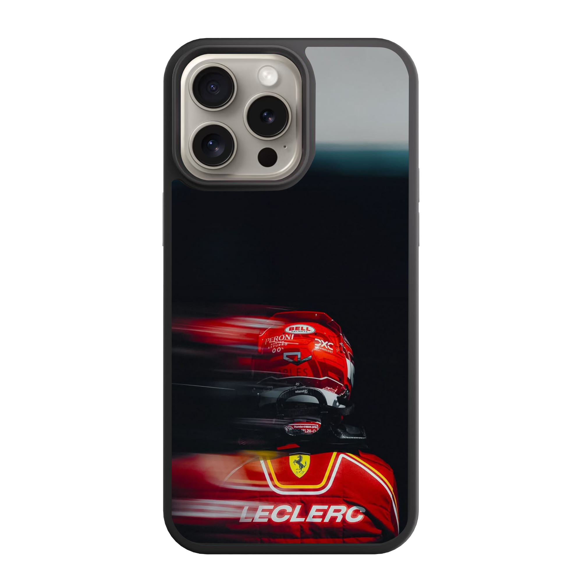 F1 Formula 1 Charles Leclerc Phone Case For iPhone Samsung Galaxy Pixel - Charles Leclerc Back Portrait And Red Blur On Dark Background