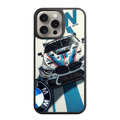 BMW Phone Case For iPhone Samsung Galaxy Pixel - BMW M4 GT3 Car And Logo On Blue And White Stripes Background