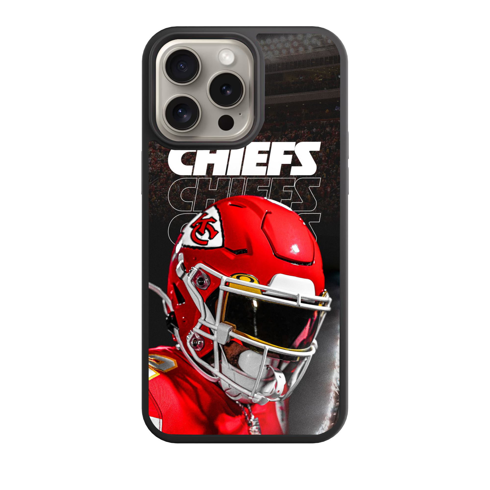NFL Kansas City Chiefs Phone Case For iPhone Samsung Galaxy Pixel - Kansas City Chiefs Helmet And Logo On Stadium Background