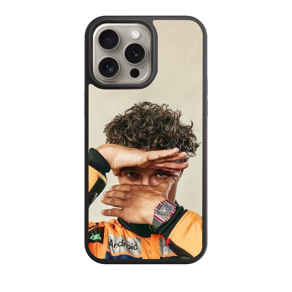 F1 Formula 1 Lando Norris Phone Case For iPhone Samsung Galaxy Pixel - Lando Norris The Focus Of A Champion Hands Framing Eyes Poster