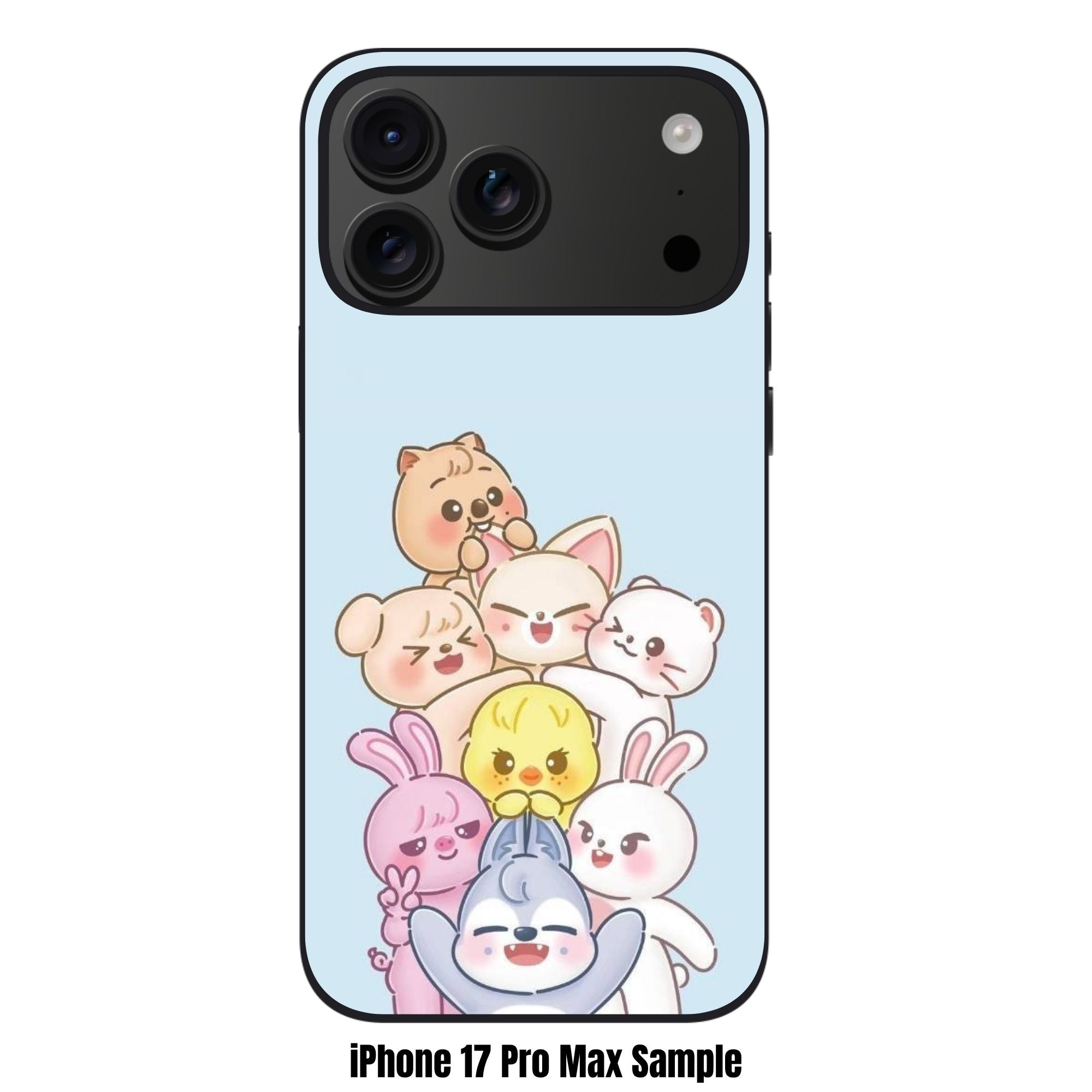 Stray Kids Phone Case For iPhone Samsung Galaxy Pixel - SKZOO Chibi Animal Tower On Light Blue Background