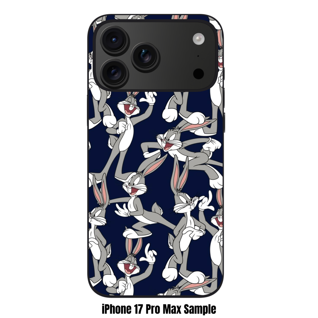 Looney Tunes Bugs Bunny Phone Case For iPhone Samsung Galaxy Pixel - Bugs Bunny Running And Posing Pattern On Navy Blue Background