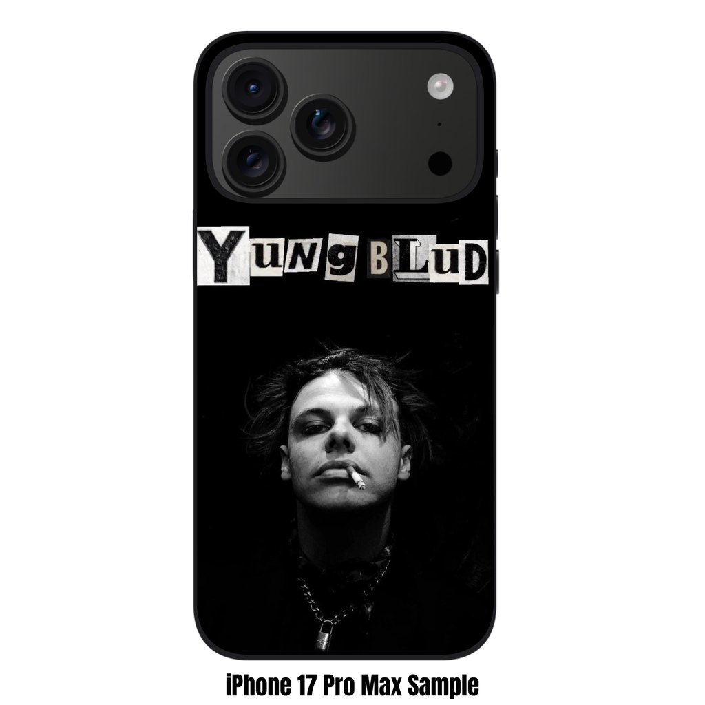 Yungblud Phone Case For iPhone Samsung Galaxy Pixel - Yungblud Ransom Note Style Text Banner Over Smoking Portrait On Black Background