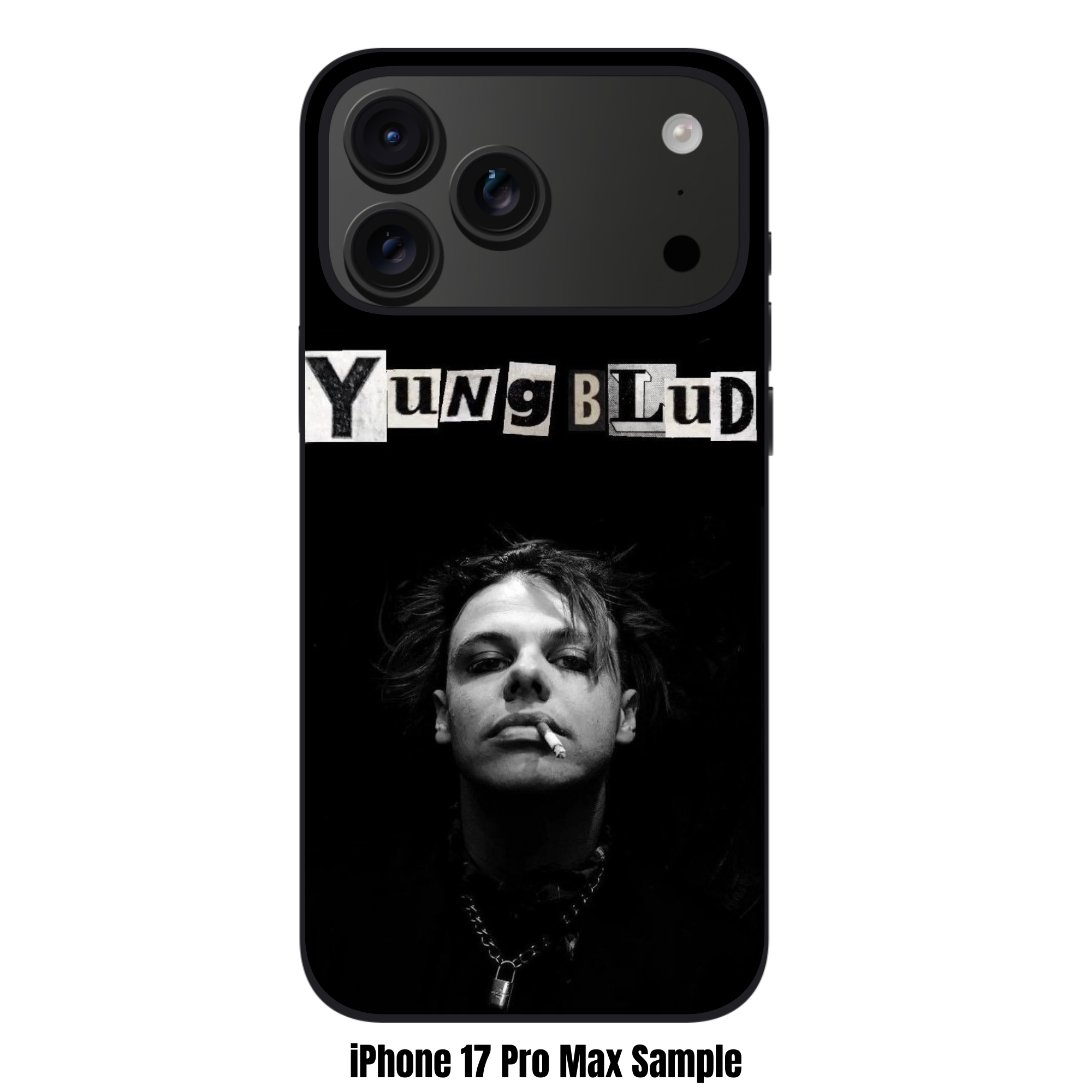 Yungblud Phone Case For iPhone Samsung Galaxy Pixel - Yungblud Ransom Note Style Text Banner Over Smoking Portrait On Black Background