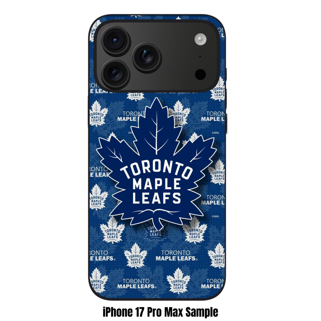 NHL Toronto Maple Leafs Phone Case For iPhone Samsung Galaxy Pixel - Toronto Maple Leafs Logos And Wordmarks Pattern On Blue Background