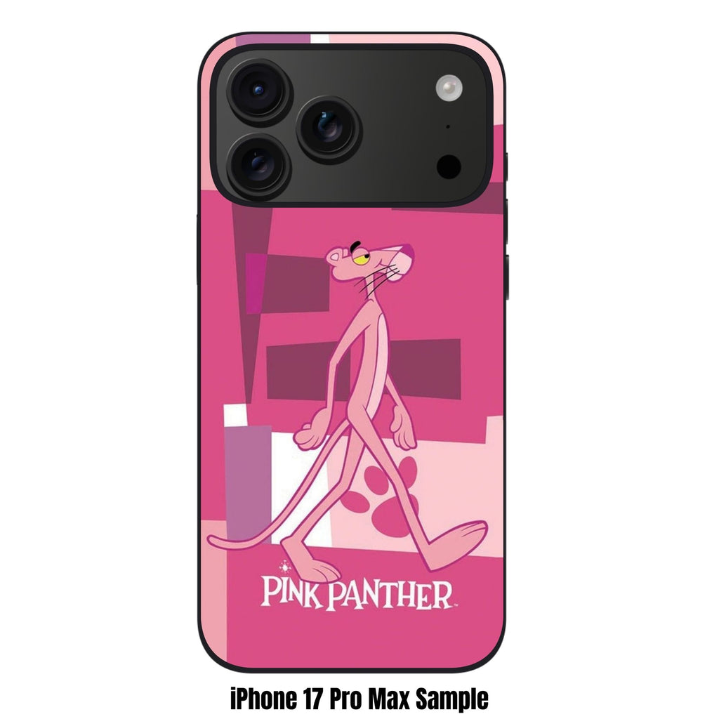 Pink Panther Phone Case For iPhone Samsung Galaxy Pixel - Pink Panther Walking In Pink Abstract Geometric Background