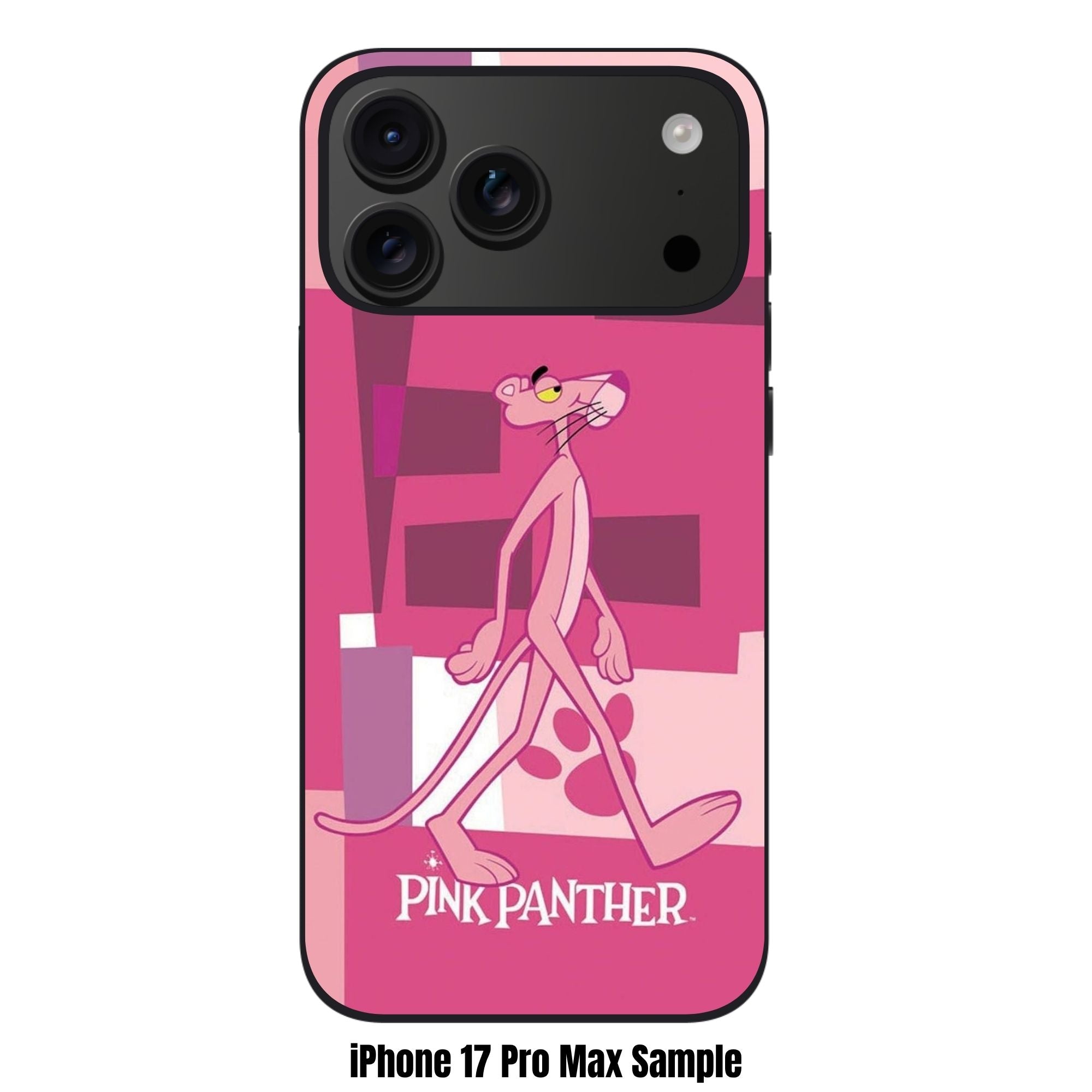 Pink Panther Phone Case For iPhone Samsung Galaxy Pixel - Pink Panther Walking In Pink Abstract Geometric Background