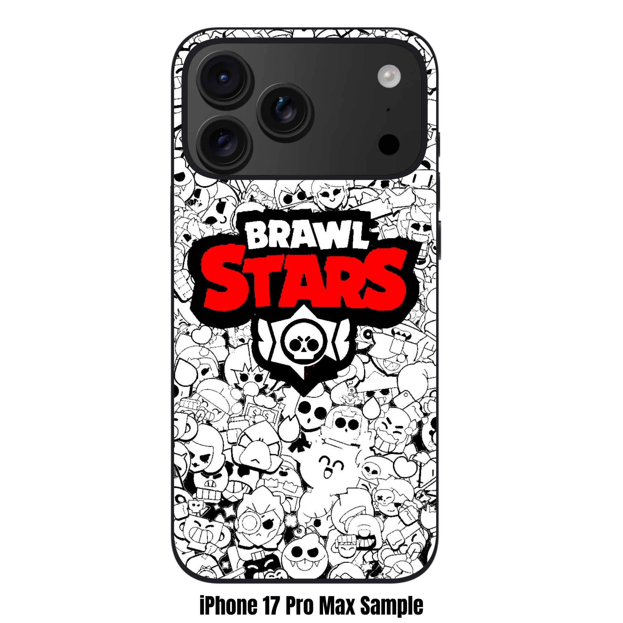 Brawl Stars Phone Case For iPhone Samsung Galaxy Pixel - Brawl Stars Logo On Black And White Brawlers Pattern Background