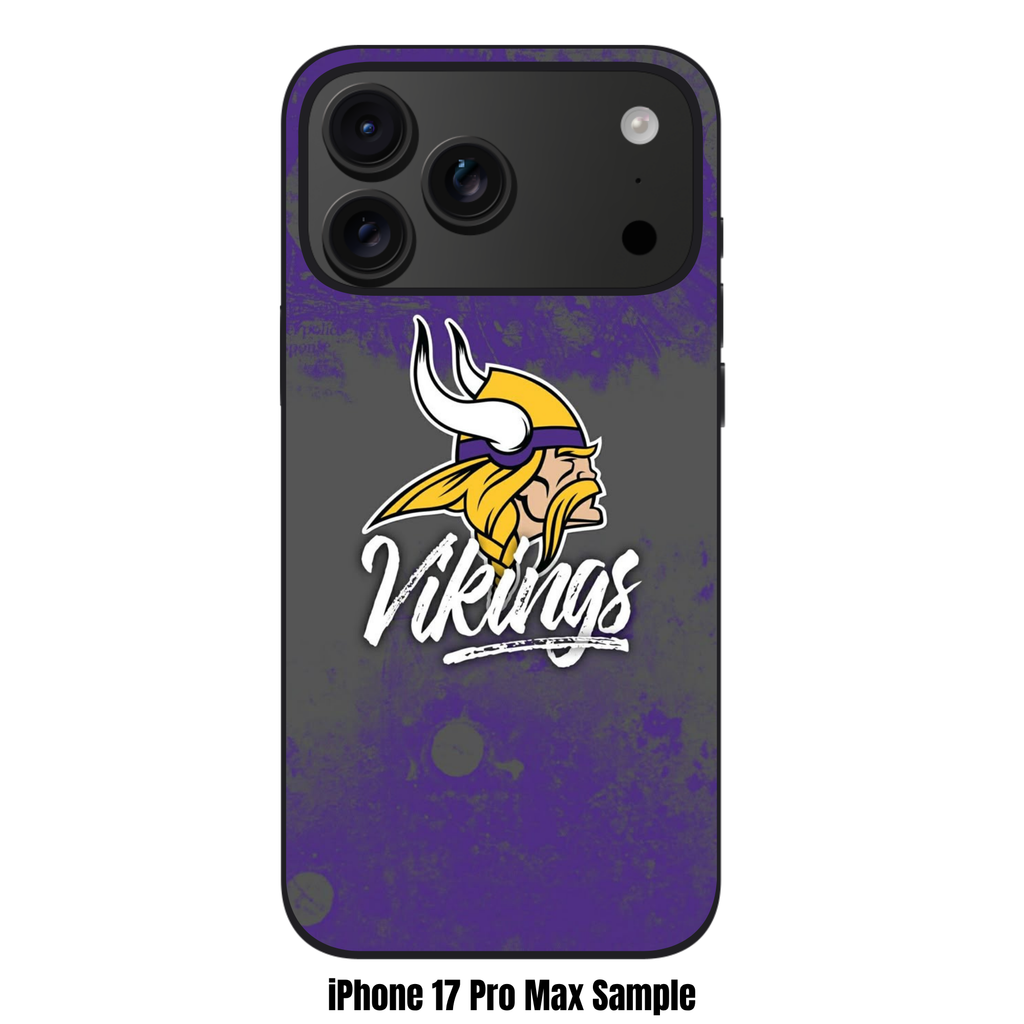 NFL Minnesota Vikings Phone Case For iPhone Samsung Galaxy Pixel - Minnesota Vikings Logo And Script Wordmark On Purple Distressed Background