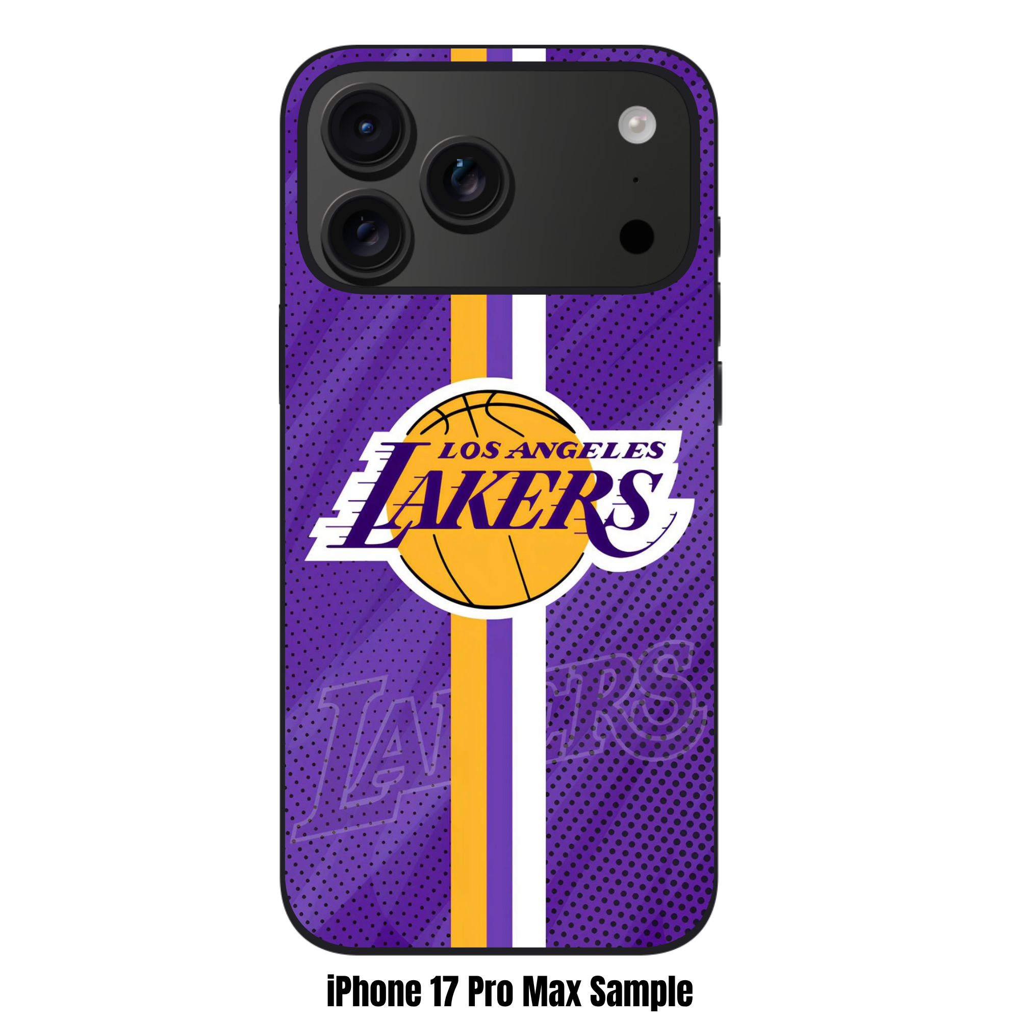 NBA Los Angeles Lakers Phone Case For iPhone Samsung Galaxy Pixel - Los Angeles Lakers Logo And Vertical Stripe On Purple Background