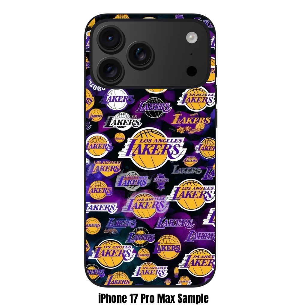 NBA Los Angeles Lakers Phone Case For iPhone Samsung Galaxy Pixel - Los Angeles Lakers Logo Pattern On Black Background