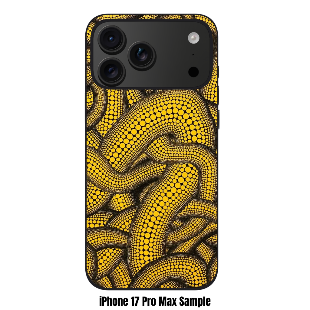 Yayoi Kusama Phone Case For iPhone Samsung Galaxy Pixel - Yellow And Black Polka Dot Tentacles Pattern