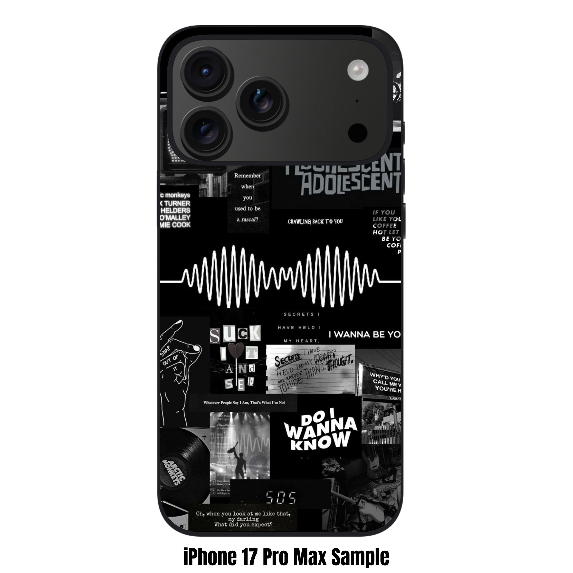 Arctic Monkeys Phone Case For iPhone Samsung Galaxy Pixel - Arctic Monkeys Aesthetic Collage Poster In Black Background