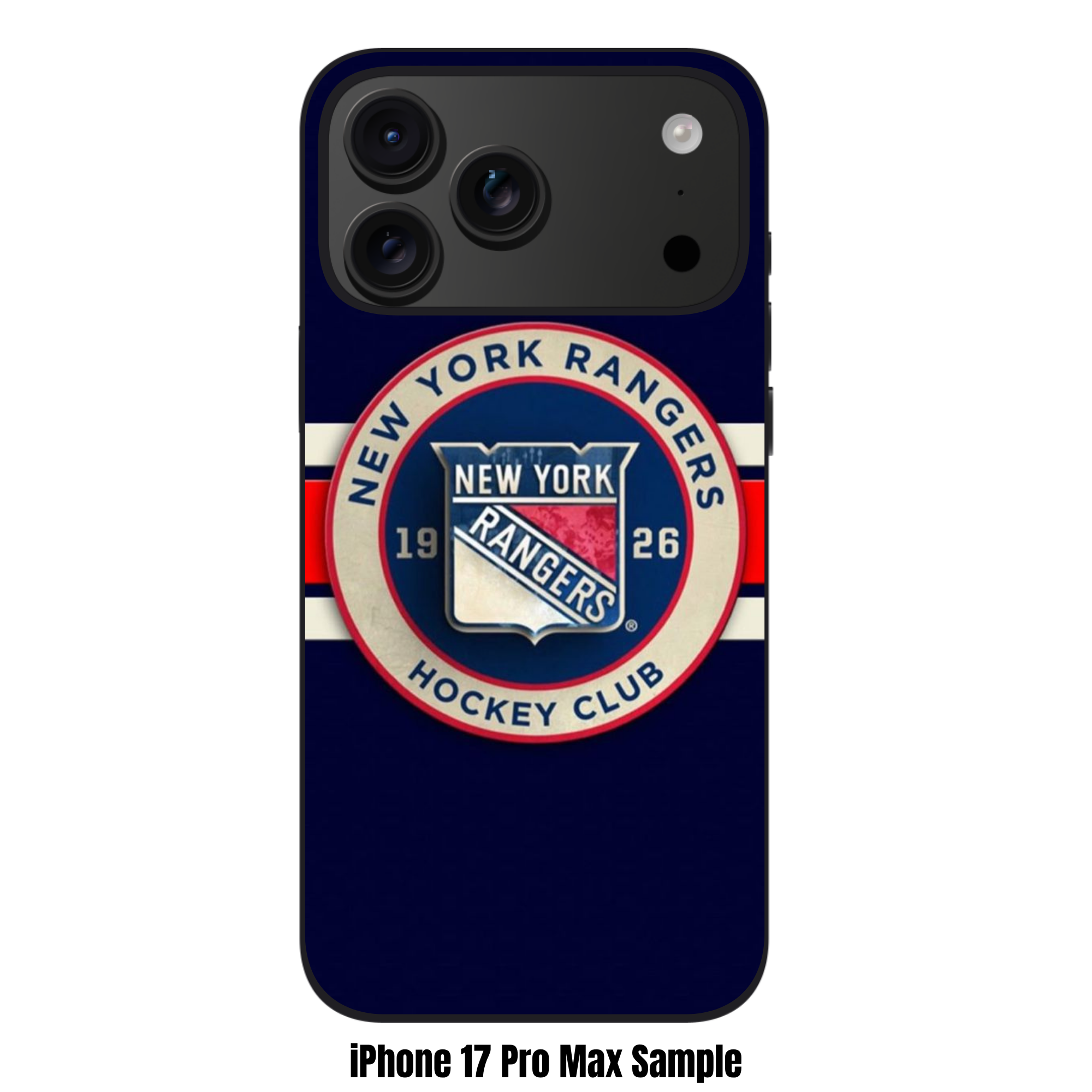 NHL New York Rangers Phone Case For iPhone Samsung Galaxy Pixel - New York Rangers Roundel Logo And Horizontal Stripes On Navy Blue Background