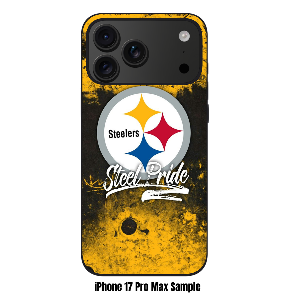 NFL Pittsburgh Steelers Phone Case For iPhone Samsung Galaxy Pixel - Pittsburgh Steelers Logo And Steel Pride Wordmark On Yellow Textured Background