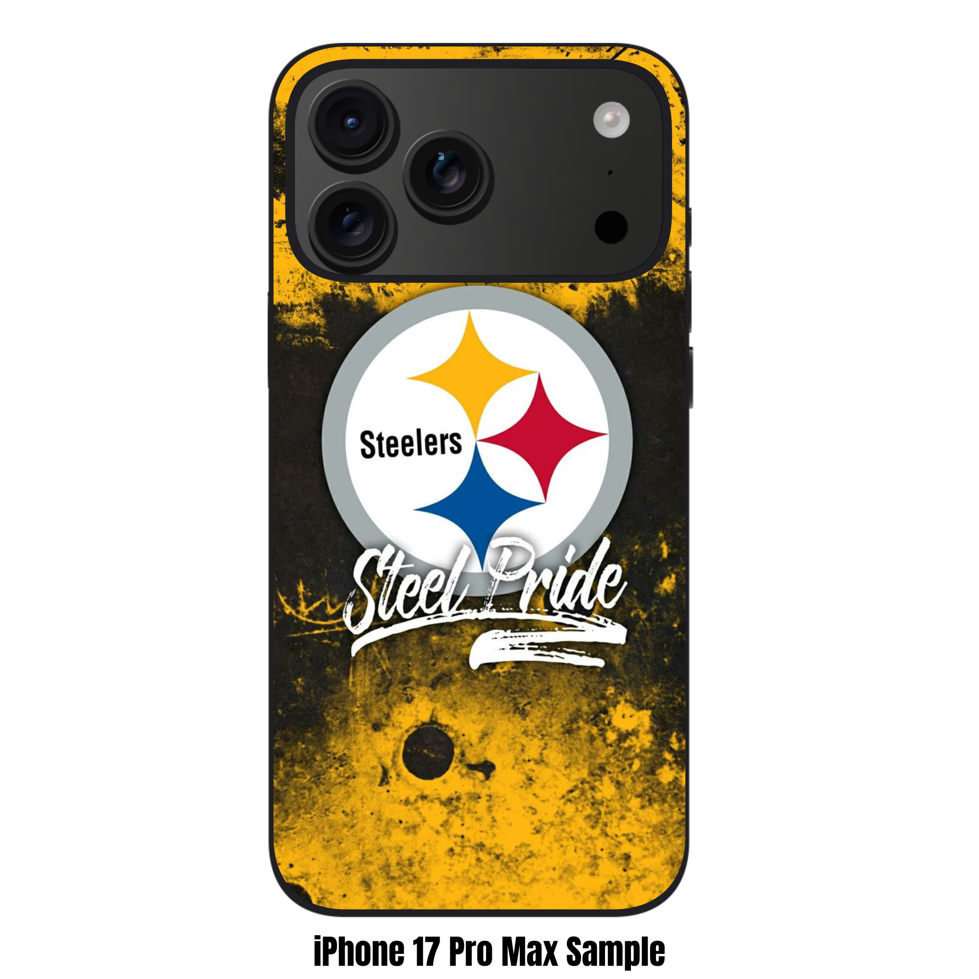 NFL Pittsburgh Steelers Phone Case For iPhone Samsung Galaxy Pixel - Pittsburgh Steelers Logo And Steel Pride Wordmark On Yellow Textured Background
