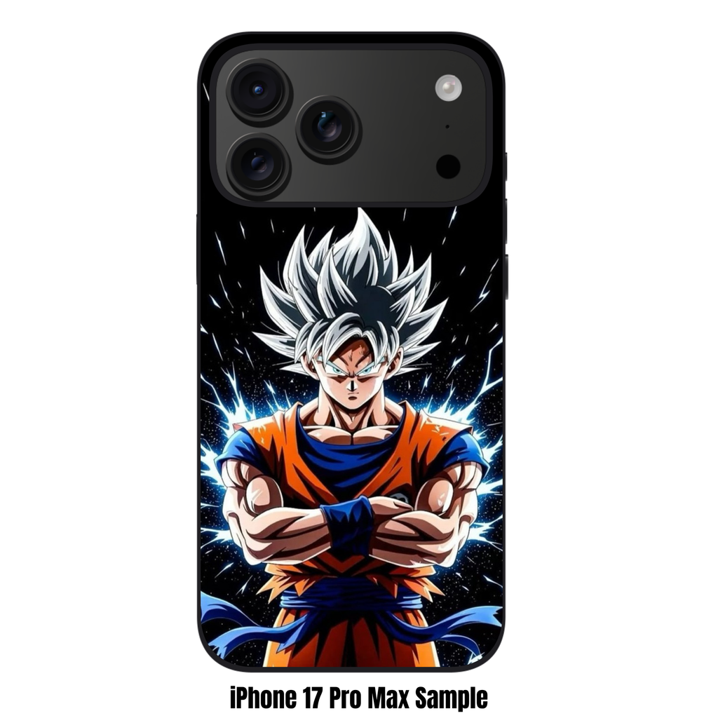 Dragon Ball Goku Phone Case For iPhone Samsung Galaxy Pixel - Mastered Ultra Instinct Son Goku With Blue Energy Aura And Glowing Light Particles On Black Background
