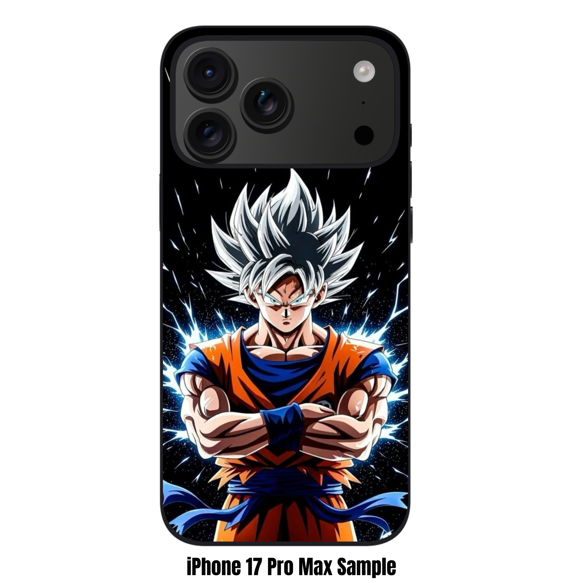 Dragon Ball Goku Phone Case For iPhone Samsung Galaxy Pixel - Mastered Ultra Instinct Son Goku With Blue Energy Aura And Glowing Light Particles On Black Background