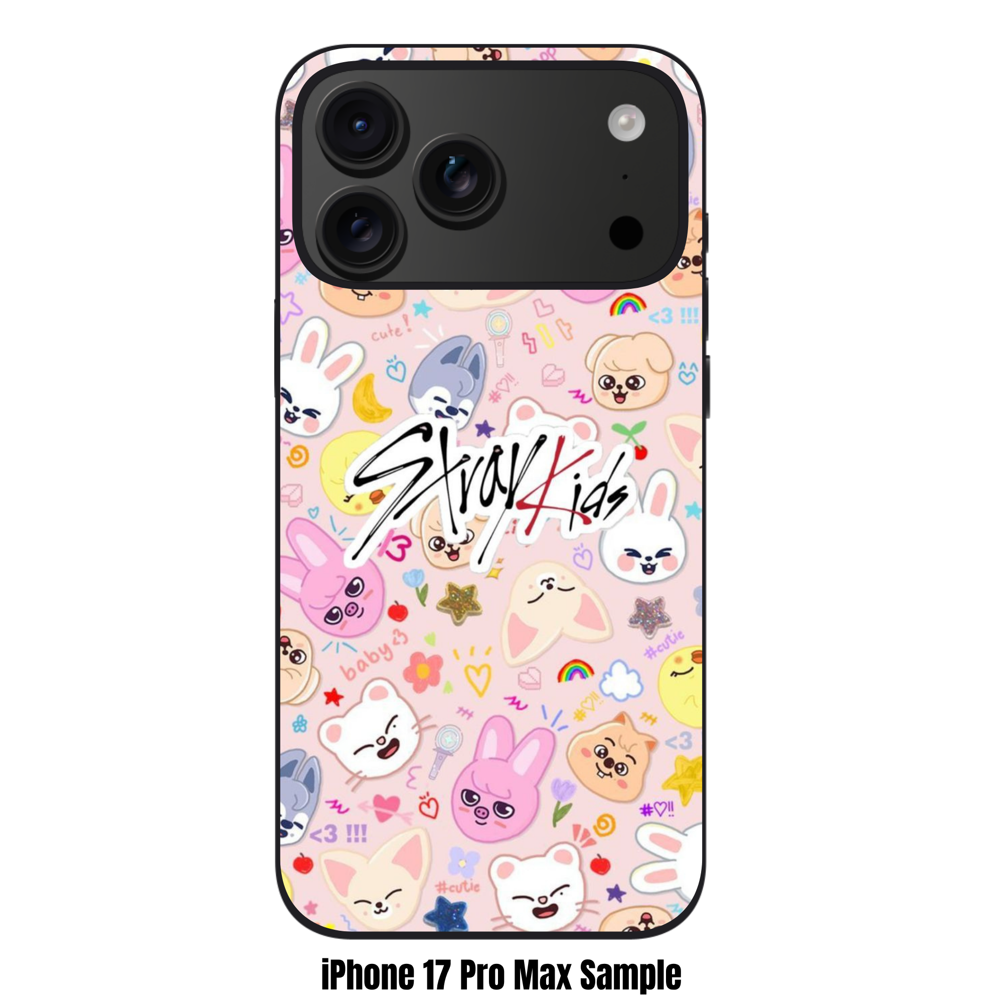 Stray Kids Phone Case For iPhone Samsung Galaxy Pixel - Stray Kids Logo And SKZOO Pattern On Pink Background
